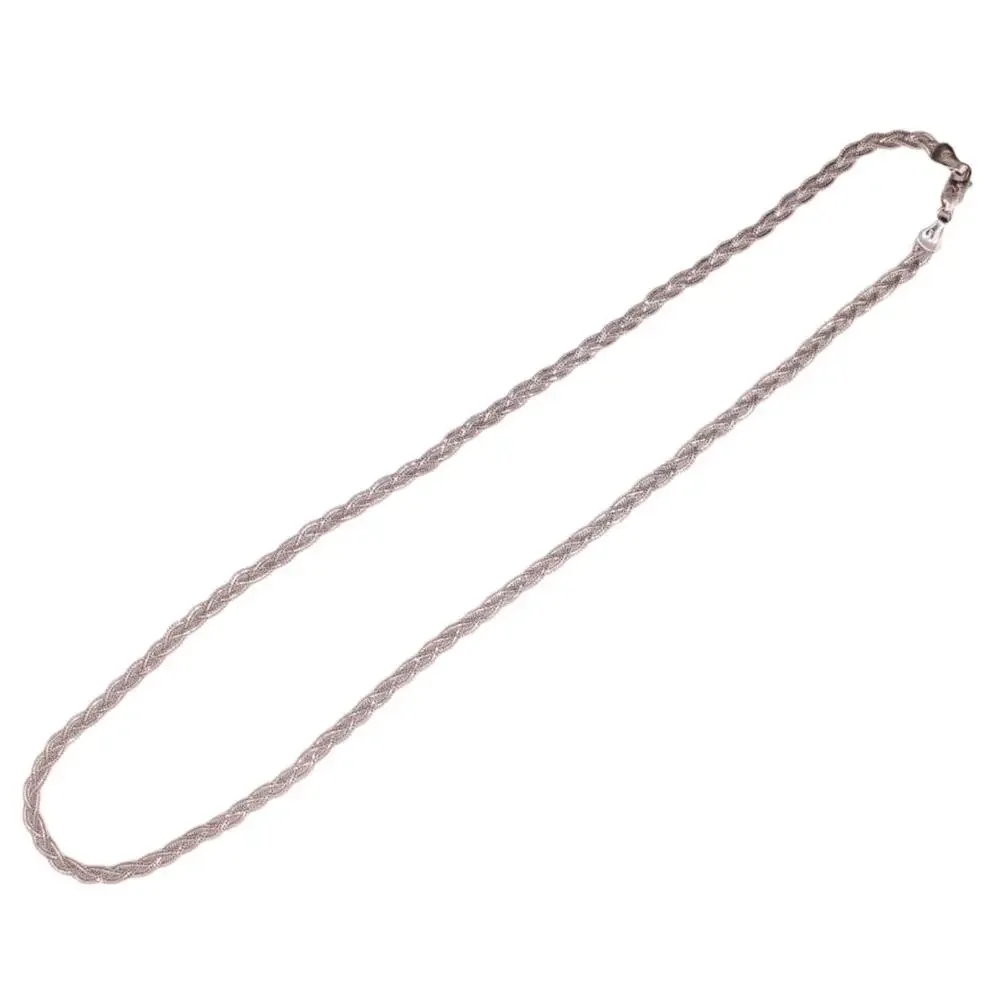Tecnigold 14kt White Gold Braided Wheat Foxtail Chain Necklace 17" - Picture 6 of 7